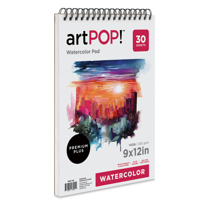 artPOP! Watercolor Spiral Bound Pad - 9" x 12", 30 sheets, front of pad