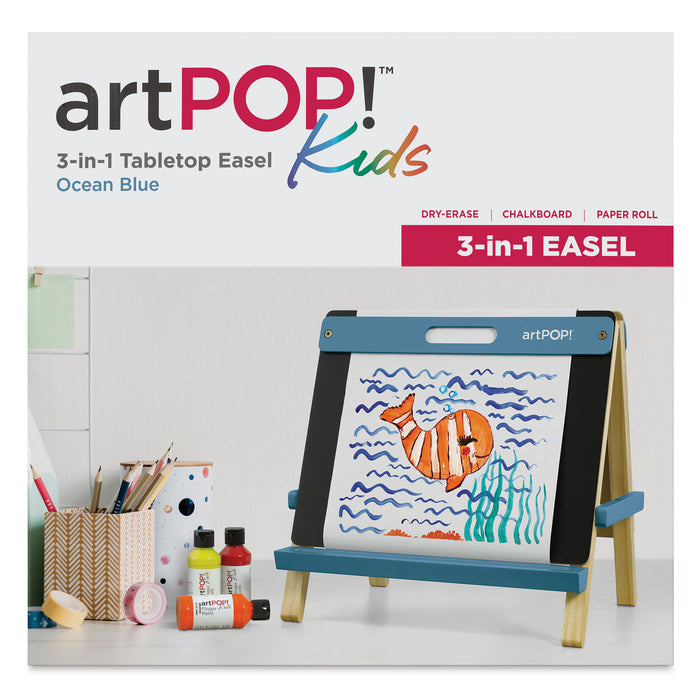artPOP! Kids 3-in-1 Tabletop Easel - Ocean Blue, front of packaging