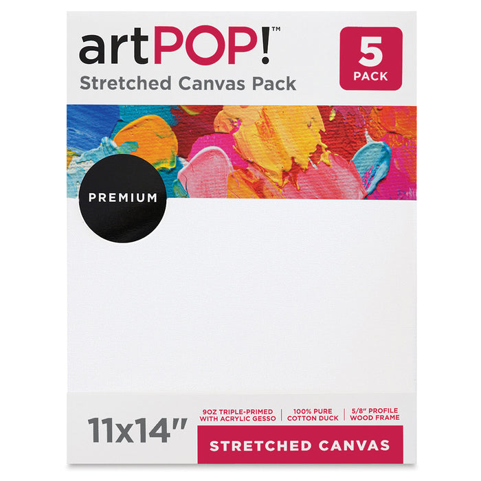 artPOP! Stretched Canvas Pack - 11" x 14", Pkg of 5 (Front of packaging)