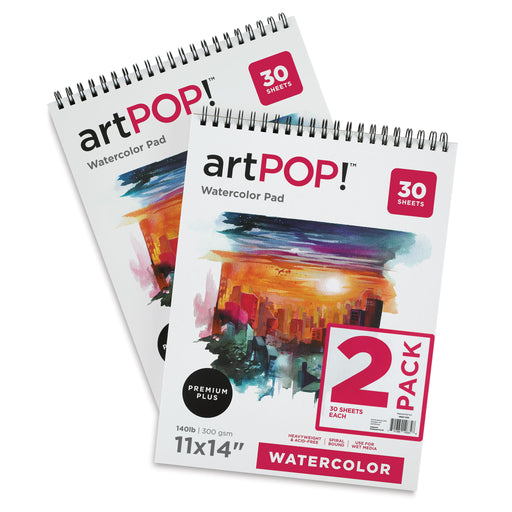 artPOP! Watercolor Spiral Bound Pads - 11" x 14", 30 sheets, Pkg of 2 View 1
