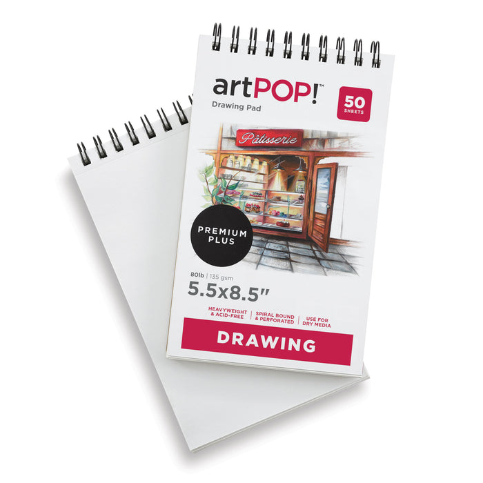 artPOP! Drawing Pads - 5.5" x 8.5", Pkg of 2 (one pad has cover flipped back to show paper)