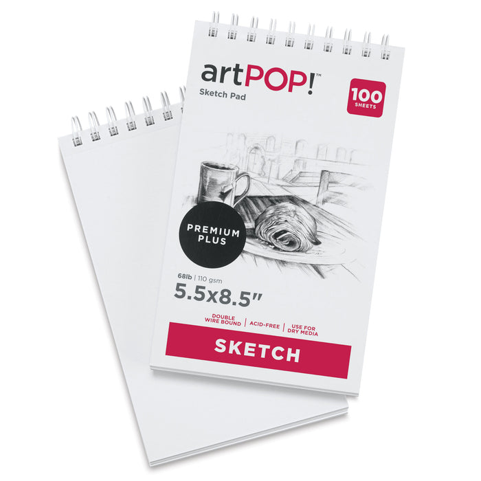 artPOP! Sketch Pads - 5-1/2" x 8-1/2", 100 sheets, Pkg of 2 (One pad open)