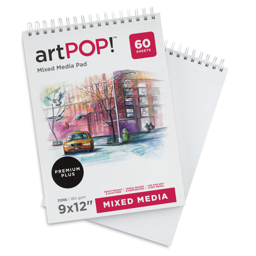 artPOP! Mixed Media Pads - 9" x 12", 60 sheets, Pkg of 2 (One pad open) View 2