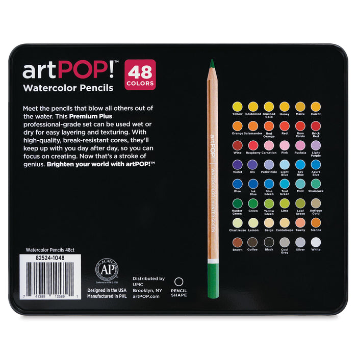 artPOP! Premium Plus Watercolor Pencils - Set of 48 (Back of set)