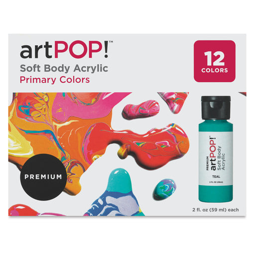 artPOP! Soft Body Acrylic Paint Sets - Set of 12, Primary Colors, 2 oz bottles (Front of packaging) View 2
