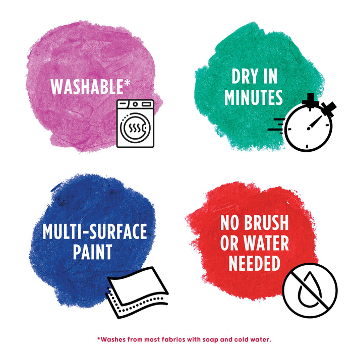 artPOP! Kids Washable Tempera Paint Stick Set, Classic Colors, features