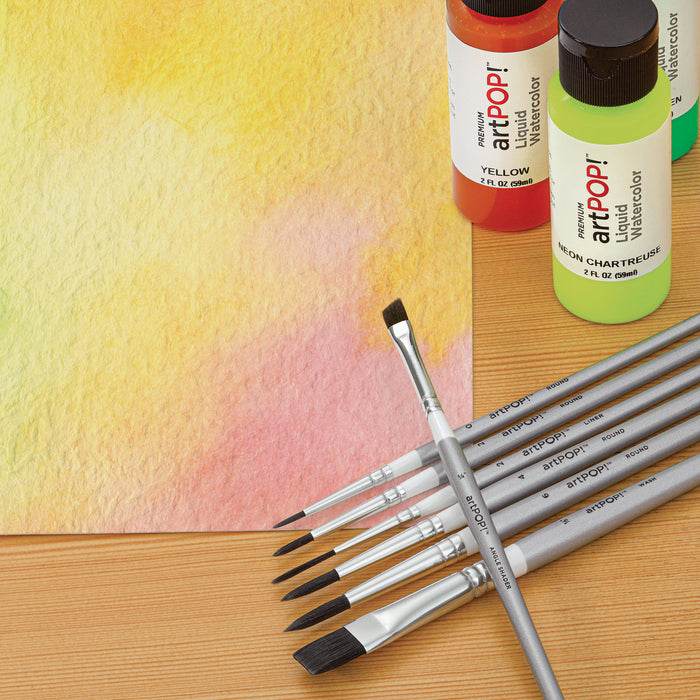 artPOP! Premium Plus Synthetic Watercolor Brush Set (Brushes next to artwork)