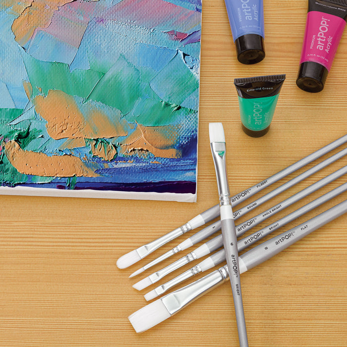 artPOP! Premium Plus Synthetic Acrylic & Oil Brush Set (Brushes next to artwork)