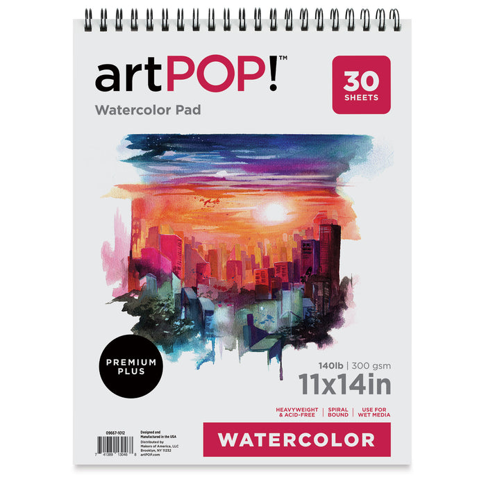 artPOP! Watercolor Spiral Bound Pad - 11" x 14", 30 sheets