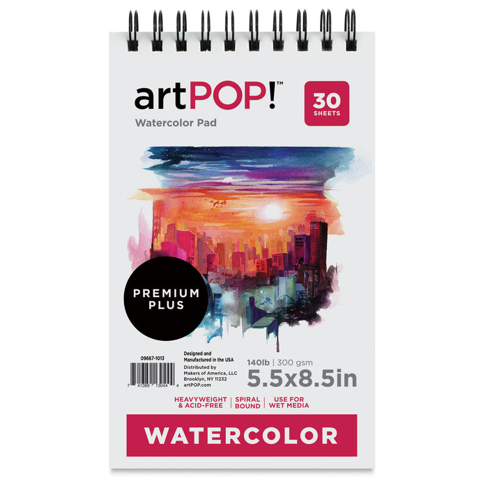 artPOP! Watercolor Spiral Bound Pad - 5-1/2" x 8-1/2", 30 sheets