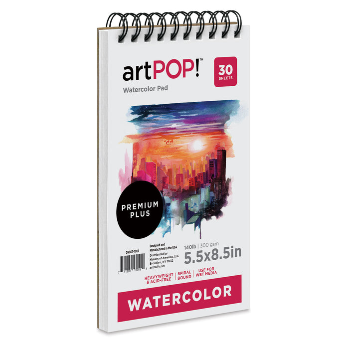 artPOP! Watercolor Spiral Bound Pad - 5-1/2" x 8-1/2", 30 sheets, front of pad