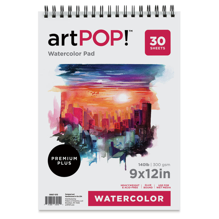 artPOP! Watercolor Spiral Bound Pad - 9" x 12", 30 sheets