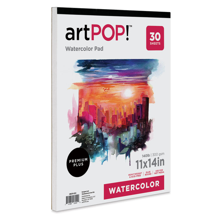 artPOP! Watercolor Pad - 11" x 14", 30 sheets, front of pad