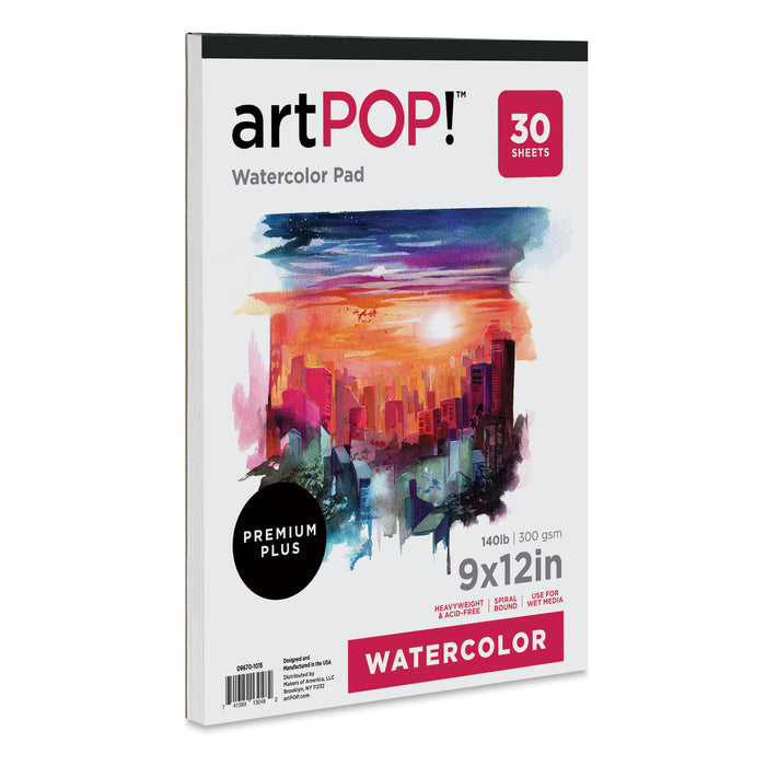 artPOP! Watercolor Pad - 9" x 12", 30 sheets, front of pad