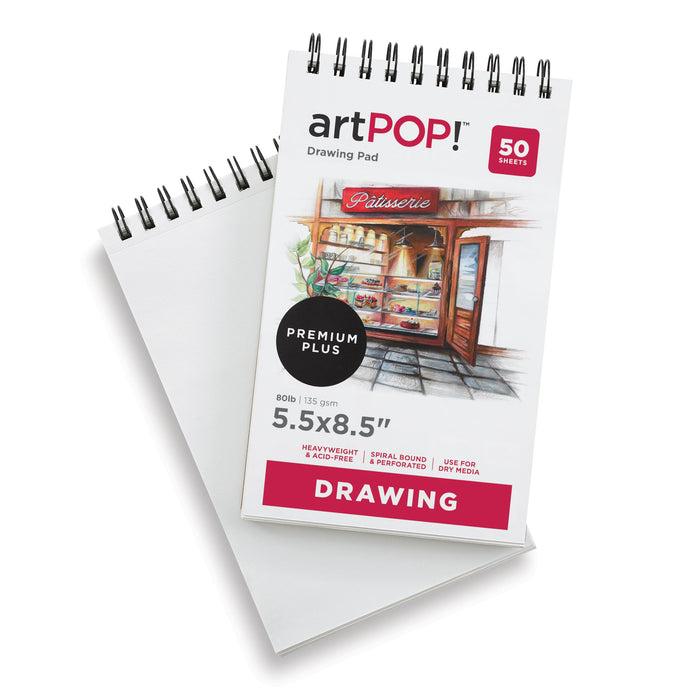 artPOP! Drawing Pads - 5-1/2" x 8-1/2", Pkg of 2 (one pad has cover flipped back to show paper)