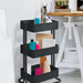 artPOP! 3-Tier Rolling Cart - Black (Cart with sample art supplies in trays)