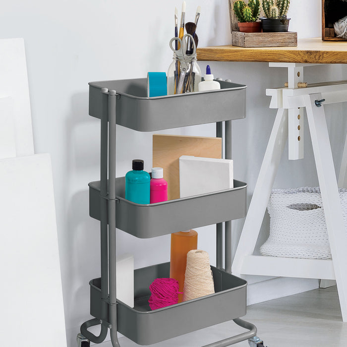 artPOP! 3-Tier Rolling Cart - Gray (Cart with sample art supplies in trays)