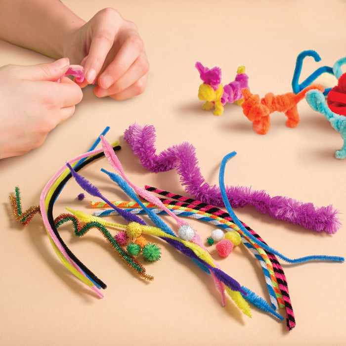 Craft Bucket Assorted Set (child's hands making pipe cleaner creatures)