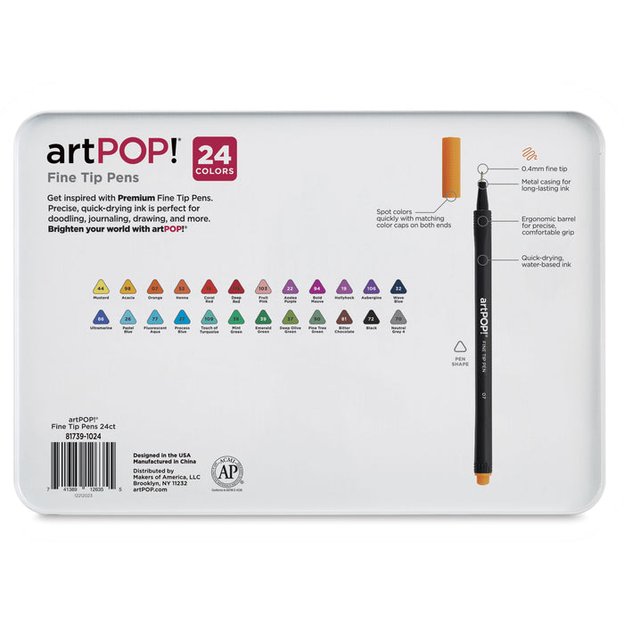 artPOP! Fineliner Pens - Set of 24 (back of package)