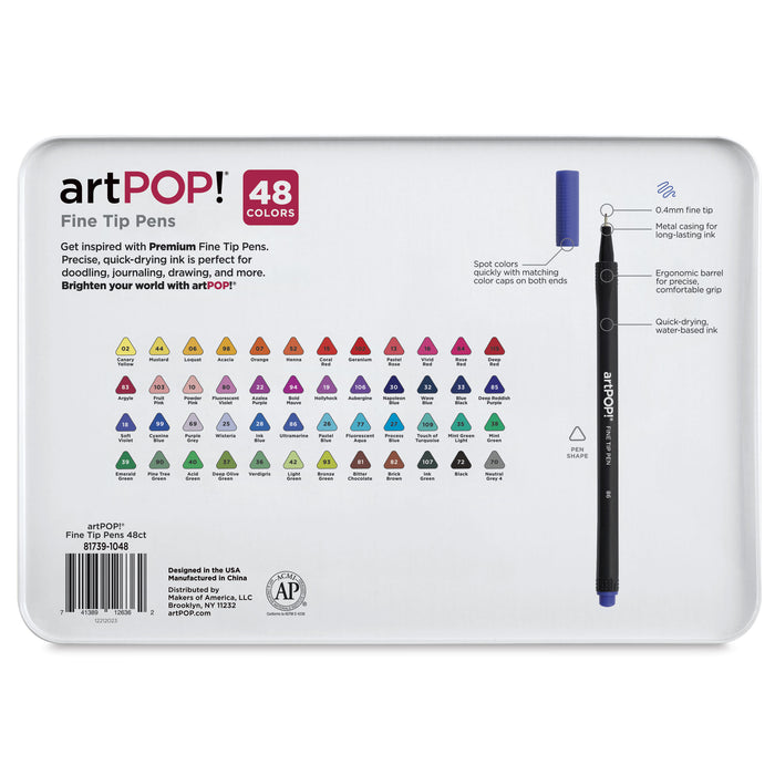 artPOP! Fineliner Pens - Set of 48 (back of package)