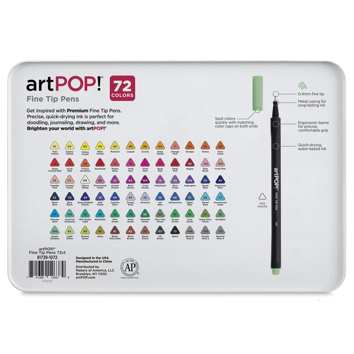 artPOP! Fineliner Pens - Set of 72 (back of package)