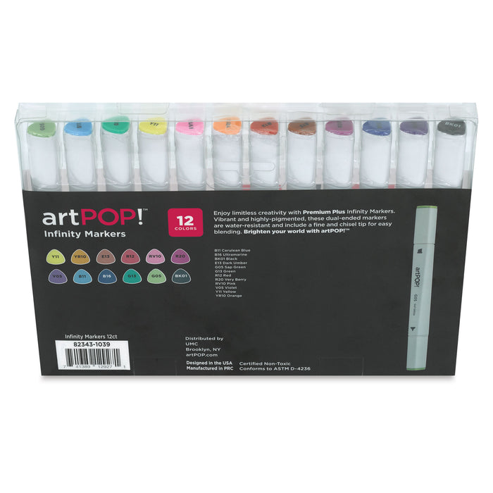 artPOP! Infinity Art Markers - Set of 12 (Back of package)