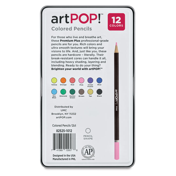artPOP! Premium Plus Colored Pencils - Set of 12 (Back of set)