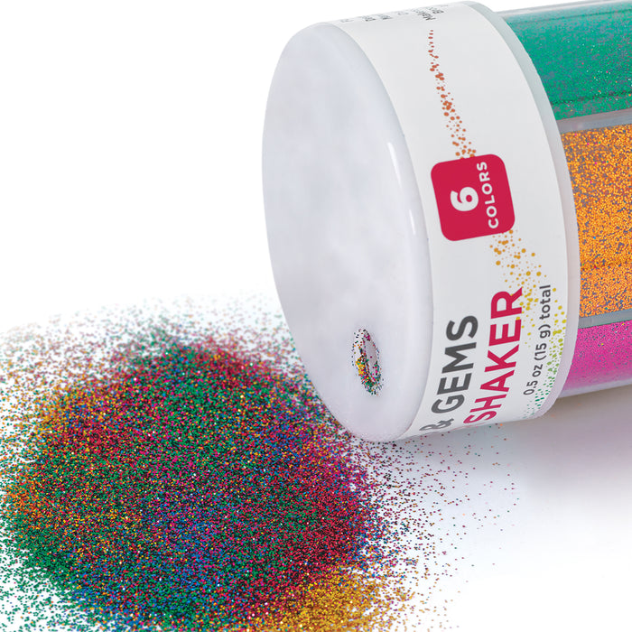 Glitter Shaker - Jewels & Gems, 0.5 oz, glitter poured out of shaker
