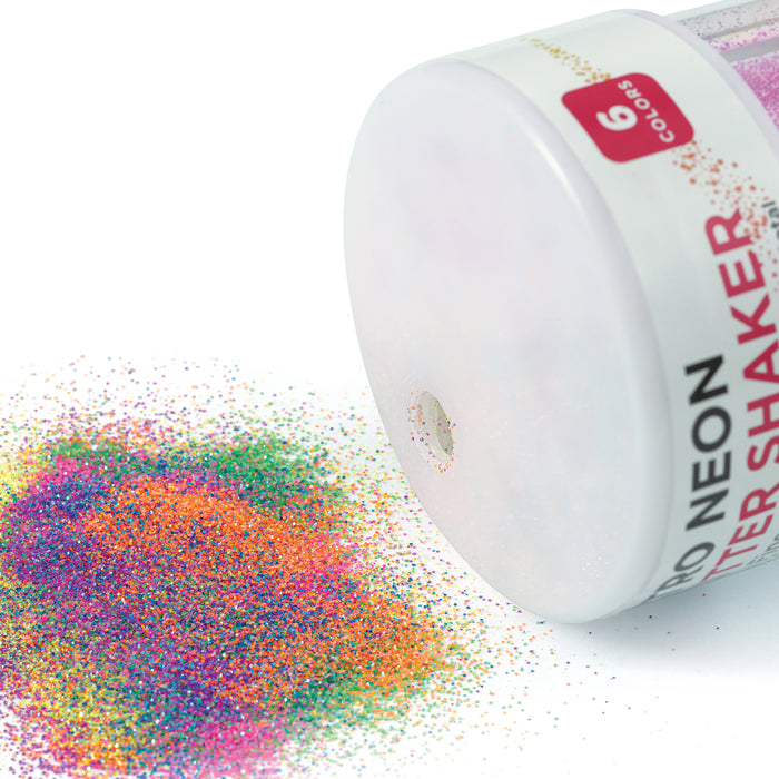 Glitter Shaker - Retro Neon, 0.5 oz, glitter poured out of shaker