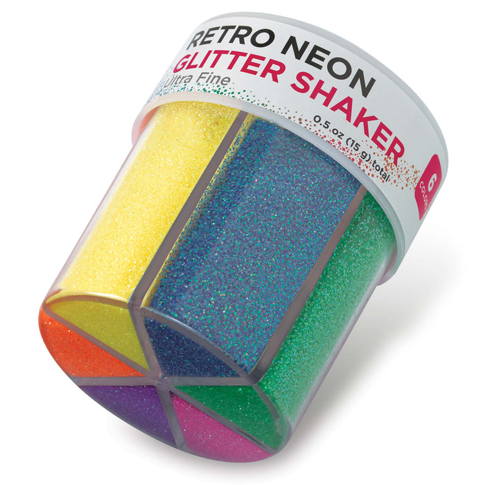 Glitter Shaker - Retro Neon, 0.5 oz, side of shaker