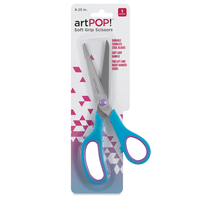 artPOP! Soft Grip Scissors - 8-1/4", scissors open in packaging