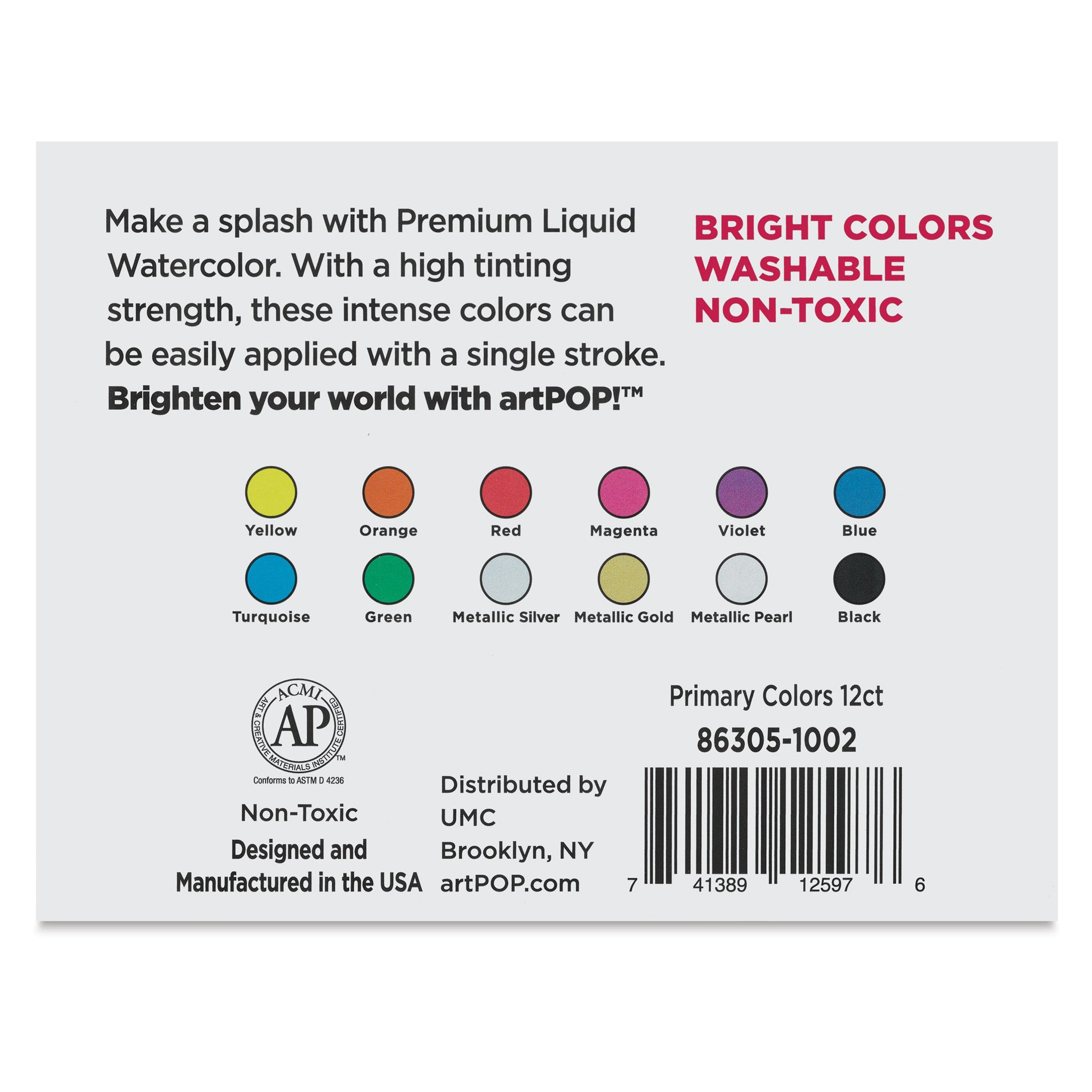 Liquid Watercolors, Set of 12, Primary Colors | artPOP!