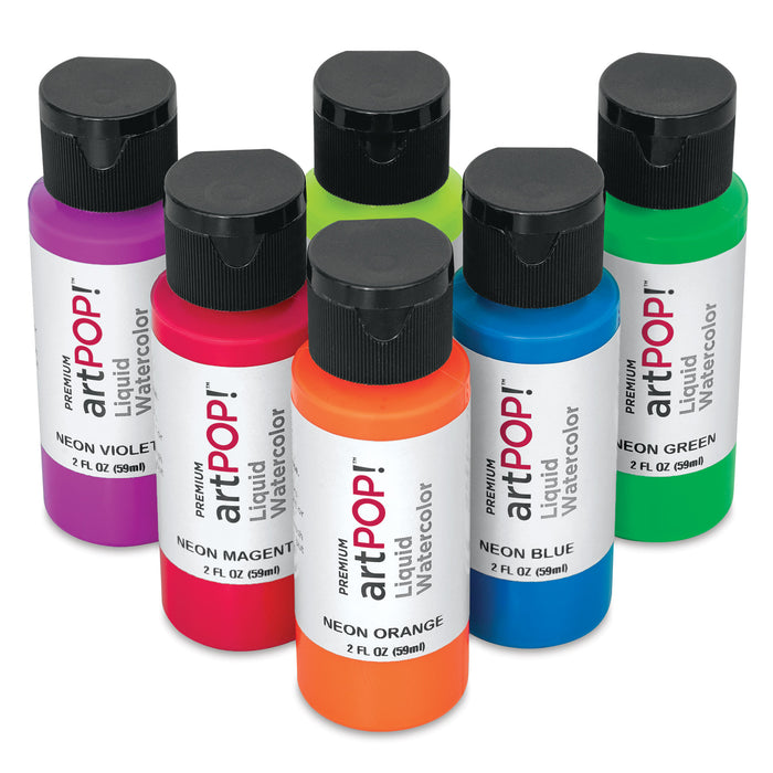 artPOP! Liquid Watercolor Sets - Set of 6, Neon Colors, 2 oz (Set out of packaging)