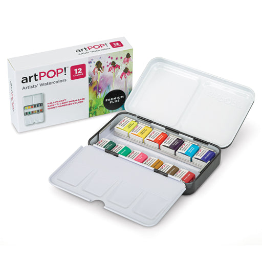 artPOP! Watercolor Half Pan Sets - Set of 12, Half Pans (Set next to packaging) View 1