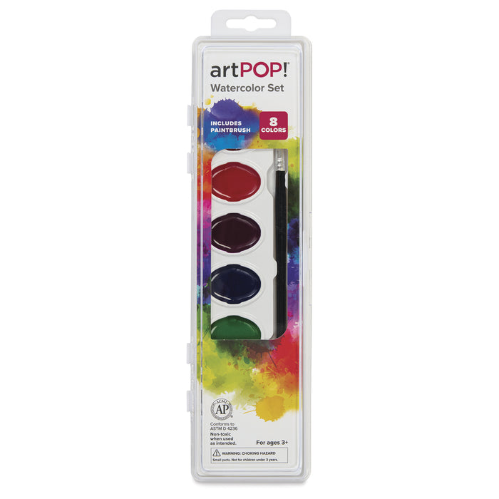artPOP! Oval Watercolor Pan Set - Set of 8, Assorted Colors, packaging