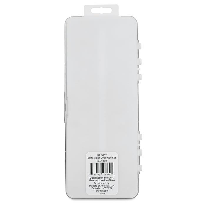 artPOP! Oval Watercolor Pan Set - Set of 16, Assorted Colors, back of packaging