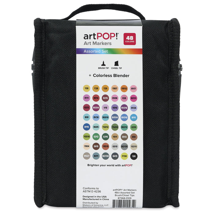 artPOP! Chisel and Brush Dual Tip Alcohol Marker Set - Set of 49, Assorted, back of packaging