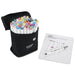 artPOP! Chisel and Brush Dual Tip Alcohol Marker Set - Set of 49, Pastel, swatch card next to open packaging