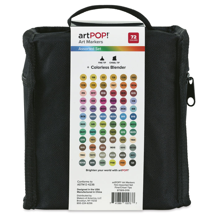 Two Marker Dual Tip Alcohol Art Markers, Chisel and Fine Tip, Set of 73 | artPOP!