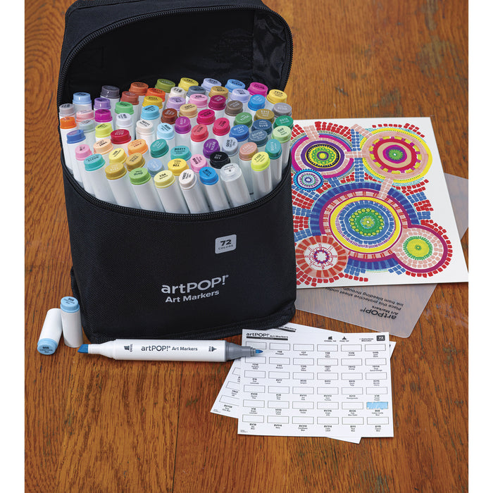 artPOP! Chisel and Fine Dual Tip Alcohol Marker Set - Set of 73, Assorted, contents