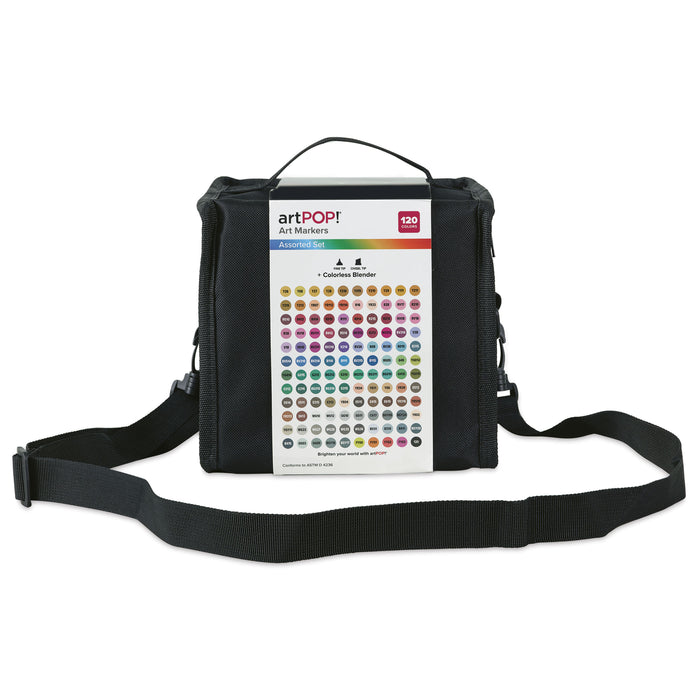 artPOP! Chisel and Fine Dual Tip Alcohol Marker Set - Set of 121, Assorted, back of packaging