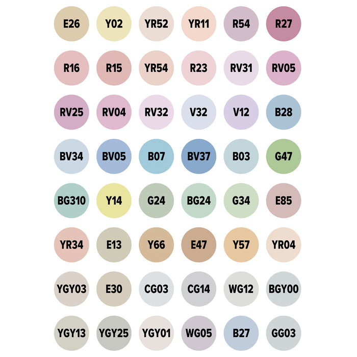 artPOP! Chisel and Fine Dual Tip Alcohol Marker Set - Set of 49, Pastel, color-codes on caps