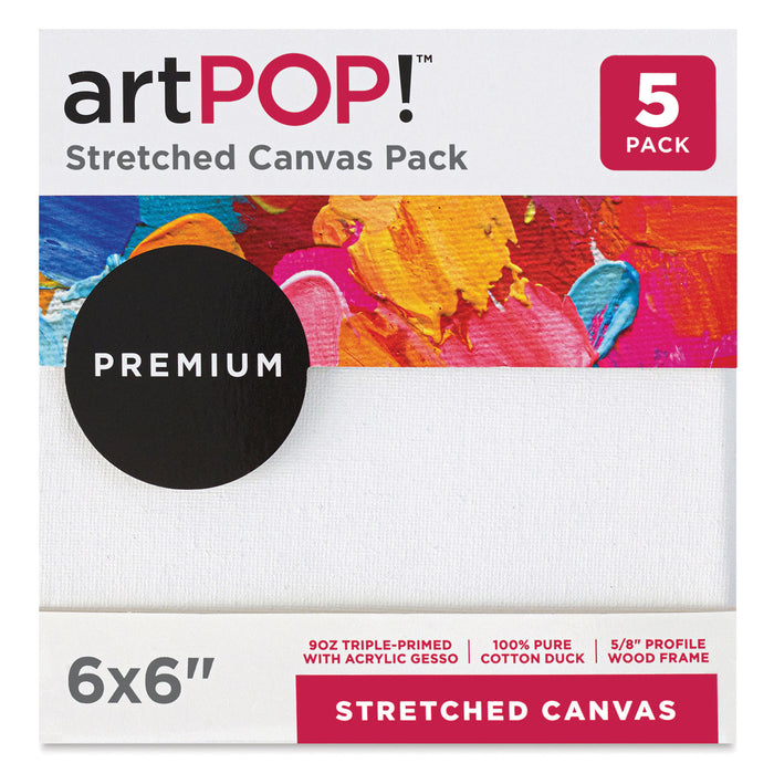 artPOP! Stretched Canvas Pack - 6" x 6", Pkg of 5 (Front of packaging)