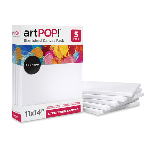 artPOP! Stretched Canvas Pack - 11" x 14", Pkg of 5 (In and out of packaging) View 1