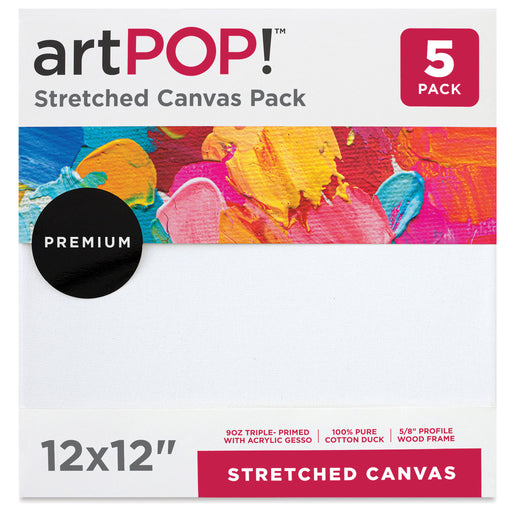 artPOP! Stretched Canvas Pack - 12" x 12", Pkg of 5 (Front of packaging) View 2