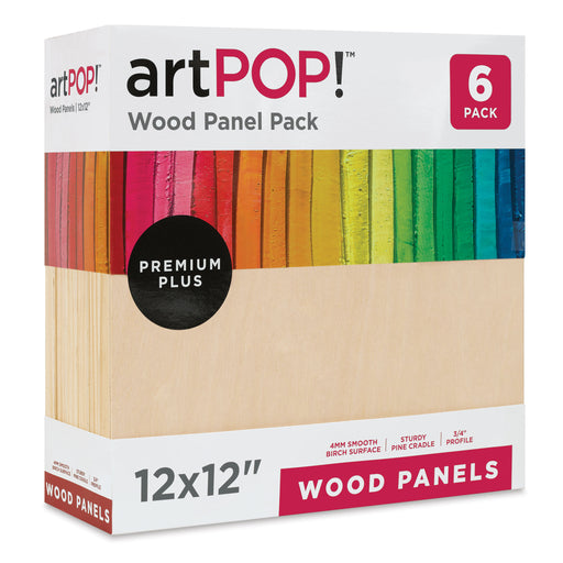 artPOP! Wood Panel Pack - 12" x 12", Pkg of 6 (In packaging, angled) View 2