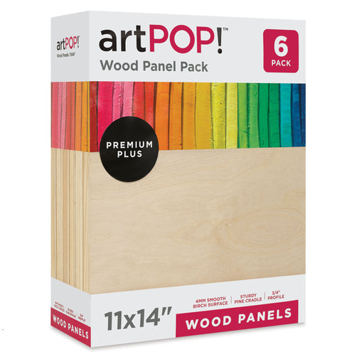 artPOP! Wood Panel Pack - 11" x 14", Pkg of 6 (Panels at an angle) View 2