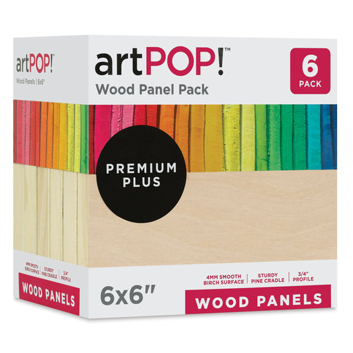artPOP! Wood Panel Pack - 6" x 6", Pkg of 6 (In packaging, angled) View 2