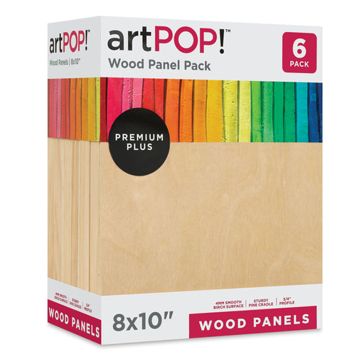 artPOP! Wood Panel Pack - 8" x 10", Pkg of 6 (In packaging, angled) View 2