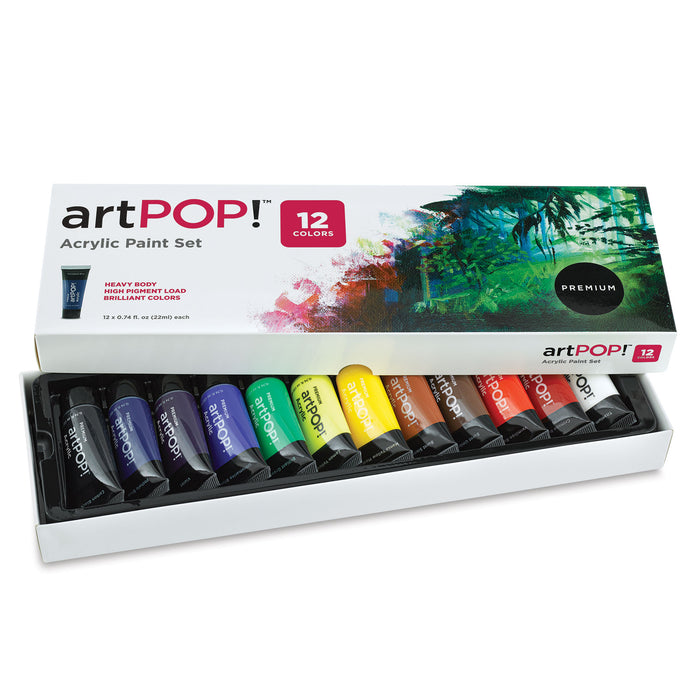 artPOP! Heavy Body Acrylic Paints - Set of 12 (Front of packaging)